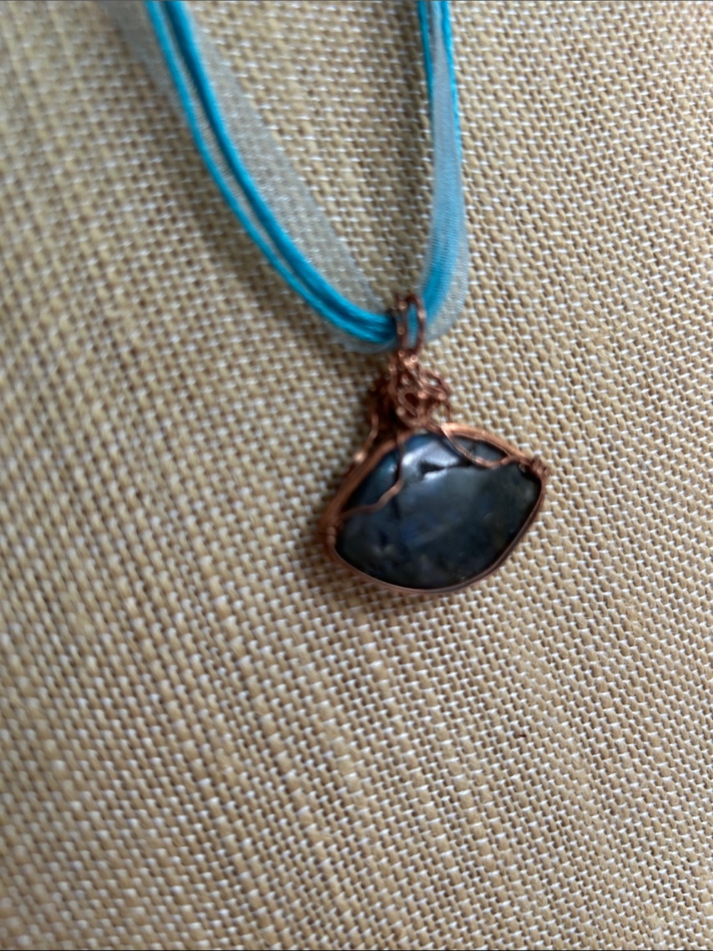 Handcrafted Copper Wrapped labradorite  Stone Pendant Necklace